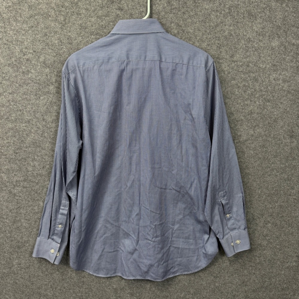 Michael Kors Mens Blue White Micro Gingham Dress Shirt 15.5 32/33 Long Sleeve - Picture 3 of 8
